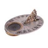 A fine French silver small pocket sundial Jacques Thoury, Paris