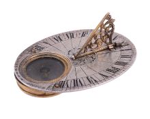 A fine French silver small pocket sundial Jacques Thoury, Paris