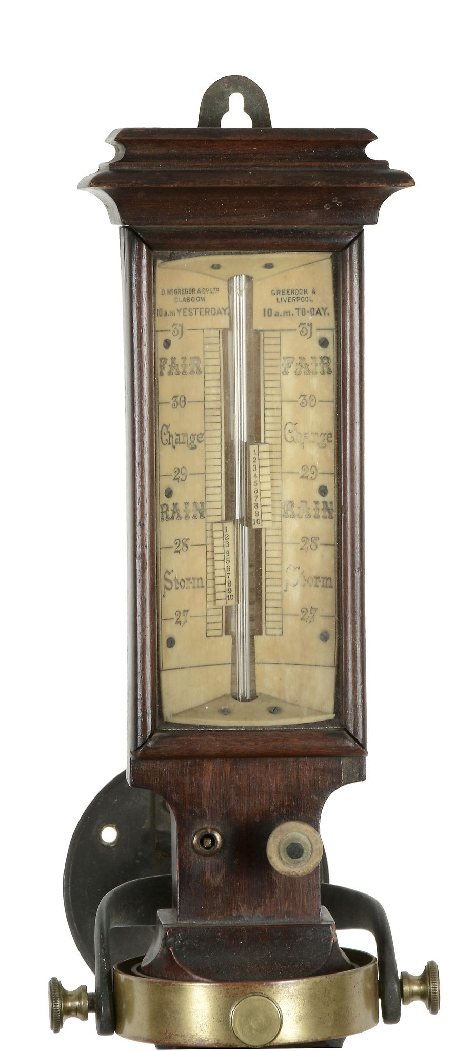 A rare Victorian mahogany mercury cistern tube marine stick barometer with... - Image 2 of 3