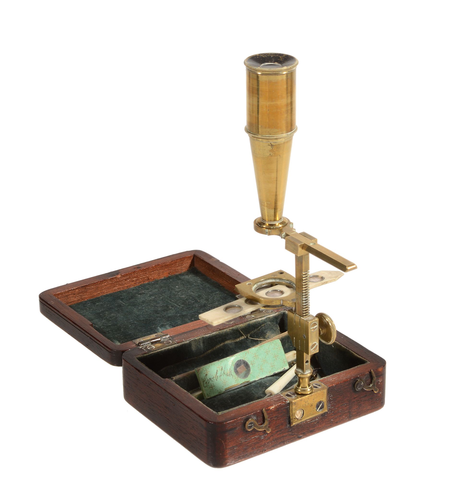 A Cary/Gould-type lacquered brass portable compound microscope Cary, London - Image 2 of 2