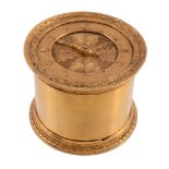 A very rare French Renaissance gilt brass circular horizontal tambour...