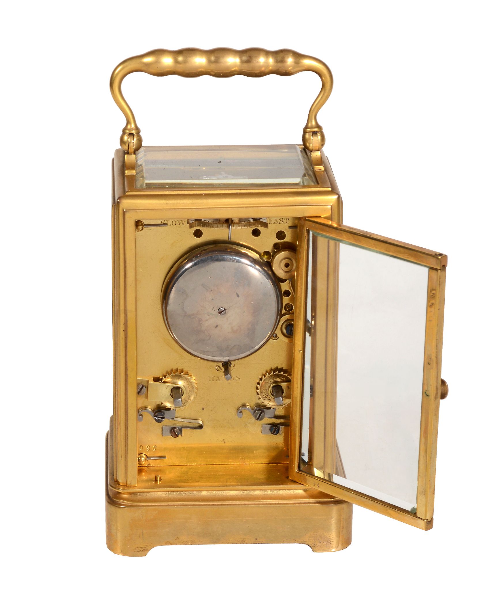A French gilt brass carriage clock in one-piece case The dial signed for Bright - Image 4 of 4