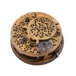 A Queen Anne Anglo-Dutch gilt brass verge pocket watch movement Clarke and...