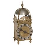 A fine and very rare brass lantern clock with dial commemorating the...
