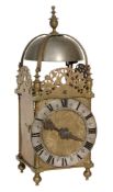 A fine and very rare brass lantern clock with dial commemorating the...