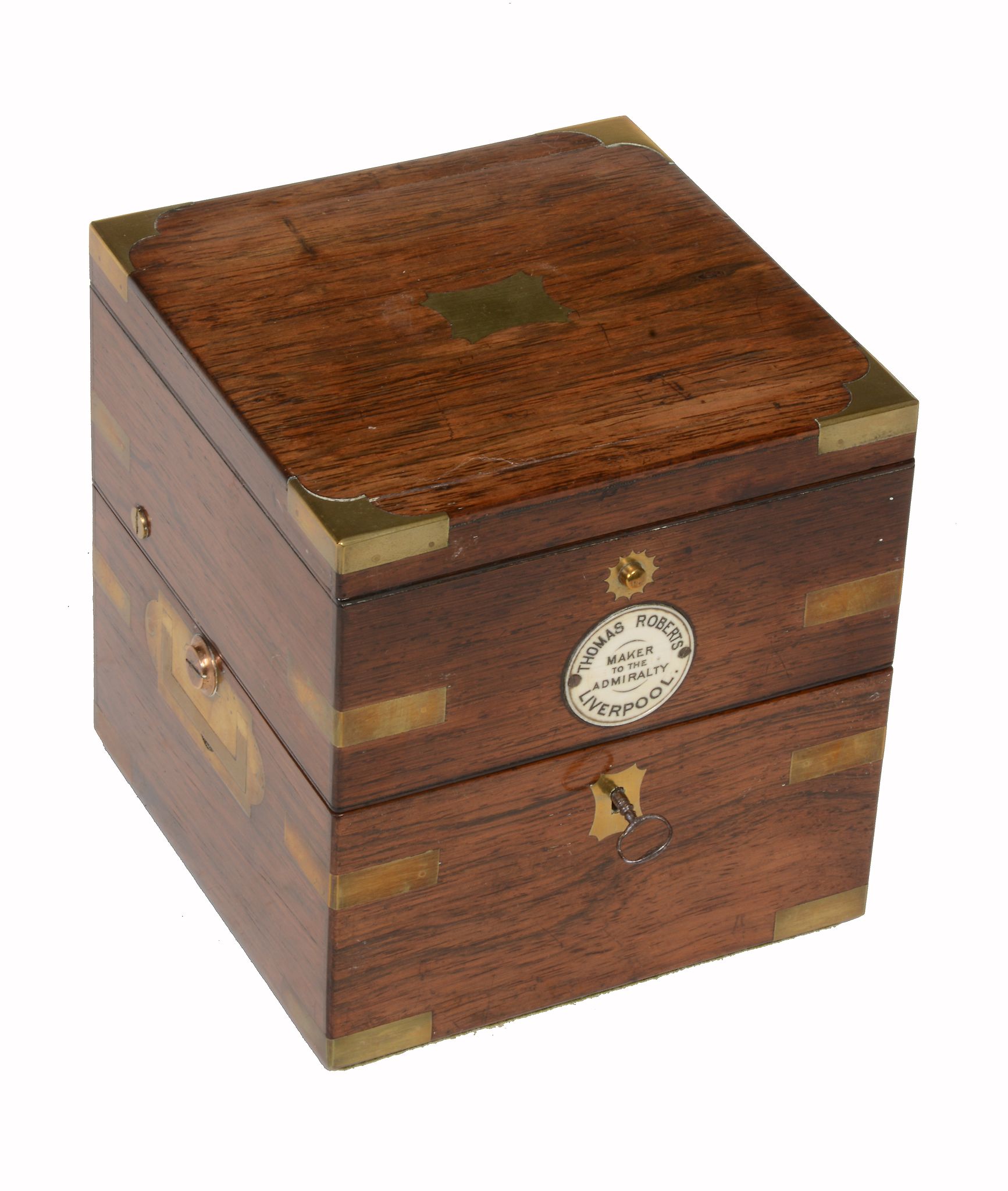 A brass mounted rosewood cased two-day marine chronometer Thomas Roberts - Image 3 of 4