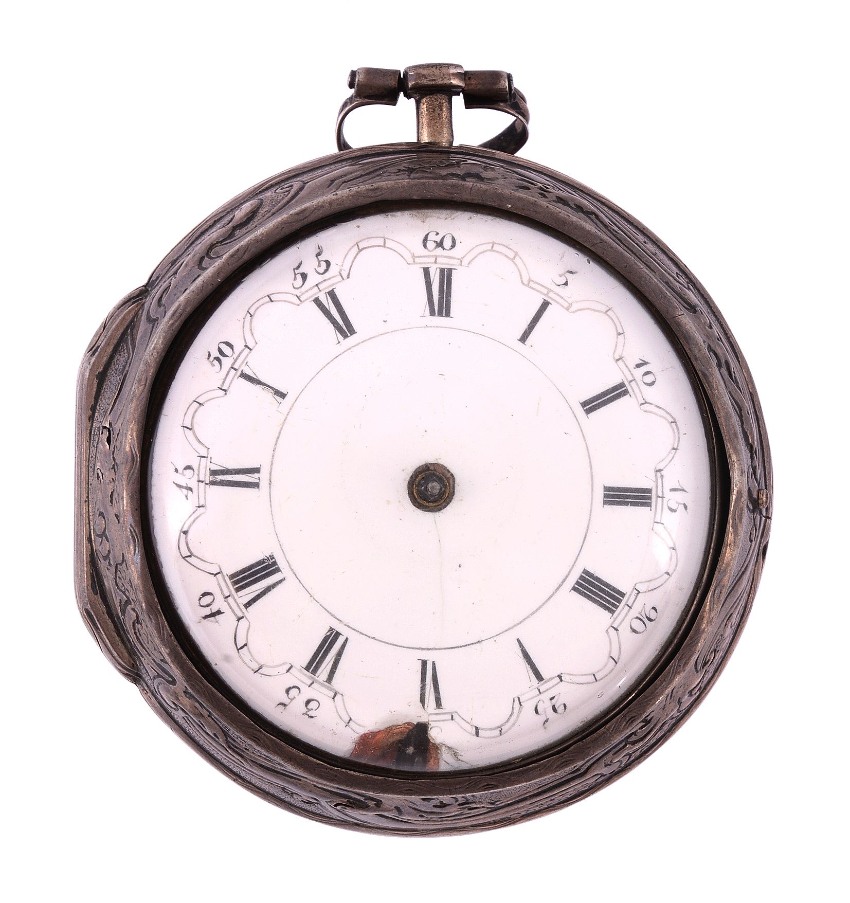 A Dutch silver pair-cased verge pocket watch Bearing signature for John Wilter