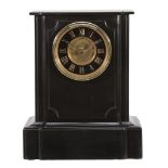 A rare French Belge noir marble mantel clock with keyless centre-winding...
