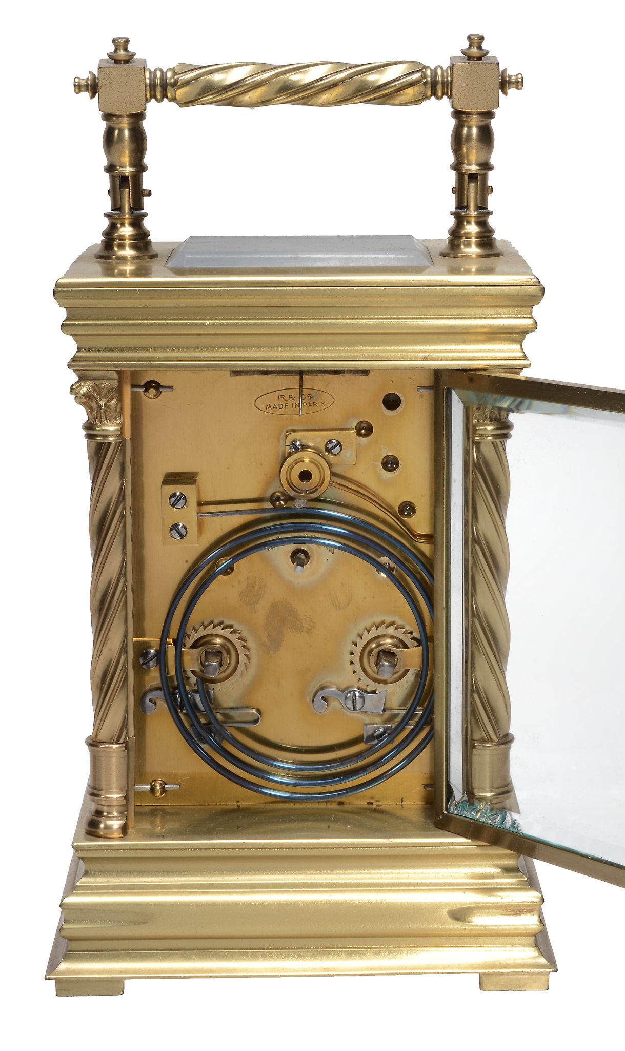A French lacquered brass carriage clock, Richard and Company, Paris - Image 2 of 3