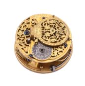 A gilt brass verge pocket watch movement with champleve dial Deshays, ADovay