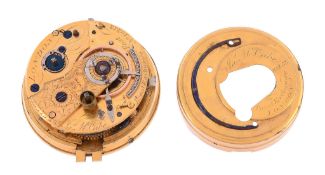 A fine Regency gilt brass quarter-repeating duplex pocket watch movement...
