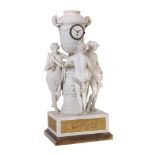 An impressive gilt brass mounted Parian porcelain mantel timepiece