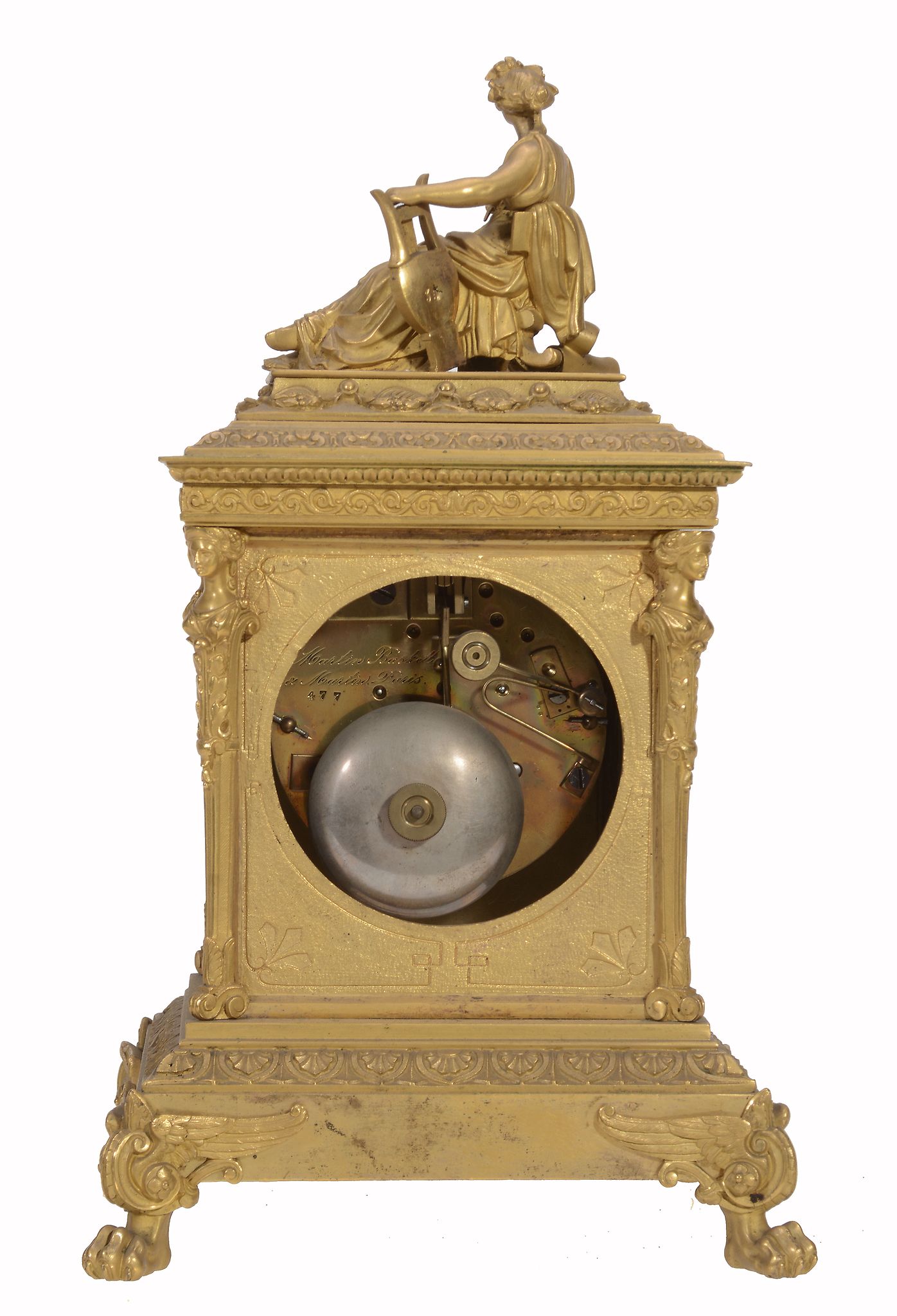 A fine French small porcelain panel inset ormolu mantel clock Martin - Image 2 of 2