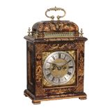 A Queen Anne tortoiseshell japanned table clock George Tyler, London