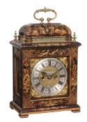 A Queen Anne tortoiseshell japanned table clock George Tyler, London