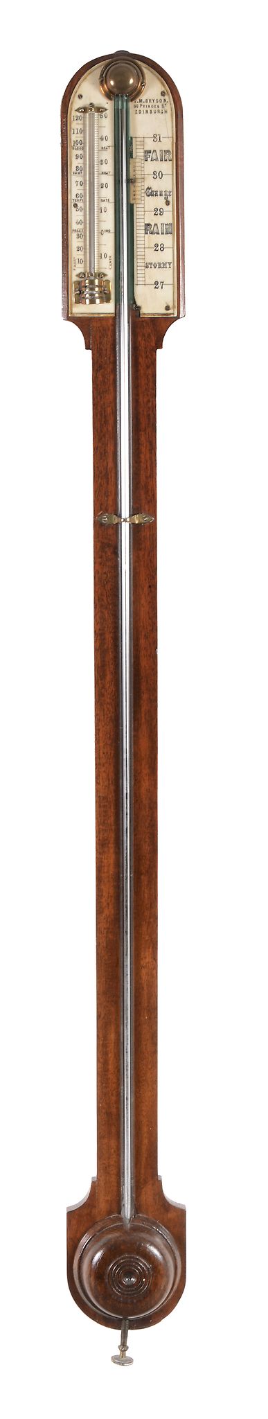 A Victorian Scottish mahogany mercury stick barometer James Mackay Bryson