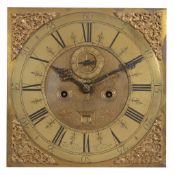 A Queen Anne eight-day longcase clock movement and dial Thomas Bell, London