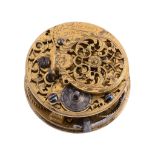 A verge pocket watch movement with champleve dial James Lehcim, London