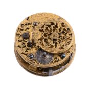 A verge pocket watch movement with champleve dial James Lehcim, London