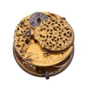 A gilt brass verge pocket watch movement Signed for Markwick