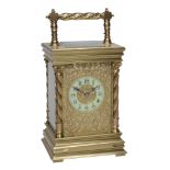 A French lacquered brass carriage clock, Richard and Company, Paris