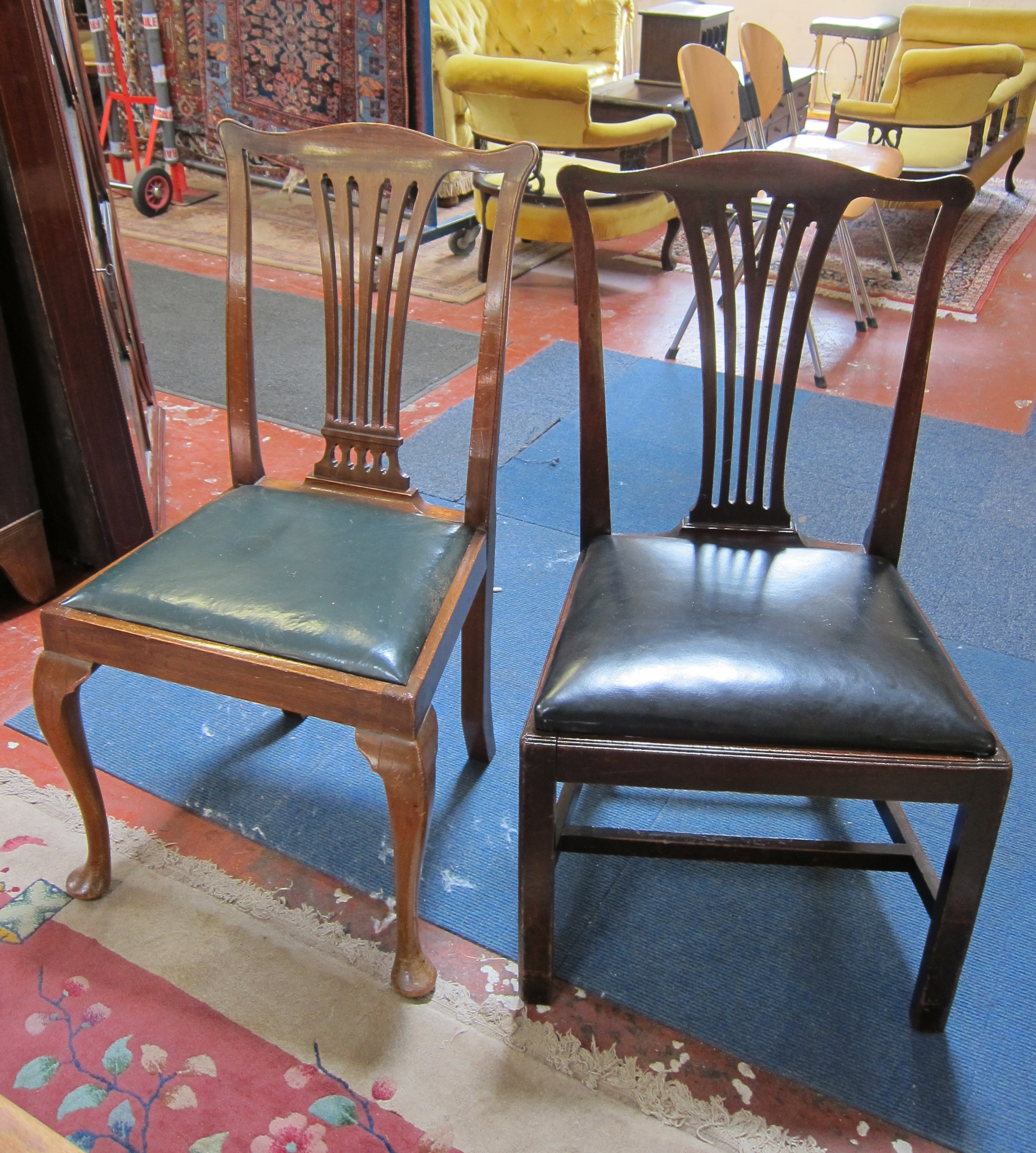 Eight mahogany dining chairs in George III style, 20th century, to include a set of four