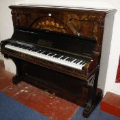 A walnut upright piano by John Spencer, London