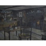 Norbert Sullivan Pugh (20th Century) 'Farm House Kitchen' Oil on canvas Signed lower right 39cm x