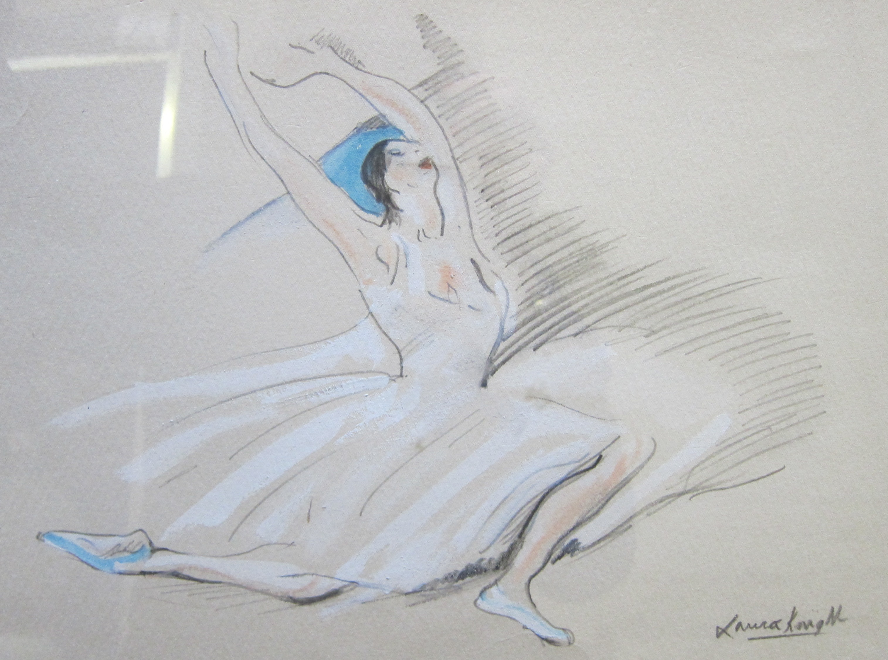 English School (20th Century) Ballerinas Pencil and wash Signed Laura Knight 18.5cm x 27.5cm and