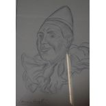 English School (Early 20th Century) Portrait of a clown Pencil drawing Signed lower left Laura