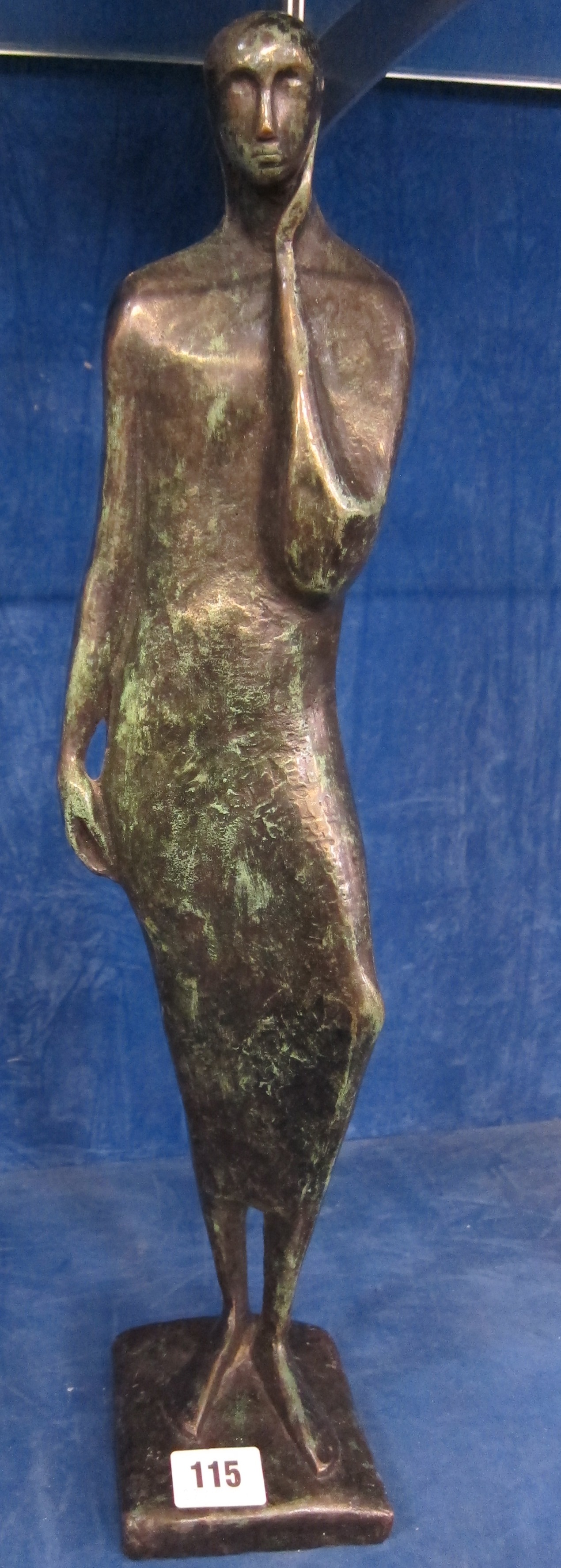 Imogen Stuart RHA (b.1927) bronze figure standing, stamped to base, 49.5cm