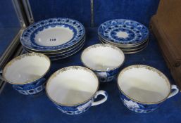 A Lomonosov 'Fan' pattern china part tea service, comprising four cups, four saucers and four