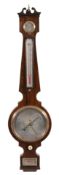 A Victorian rosewood mercury stick barometer, unsigned, mid 19th century, the 8 inch circular