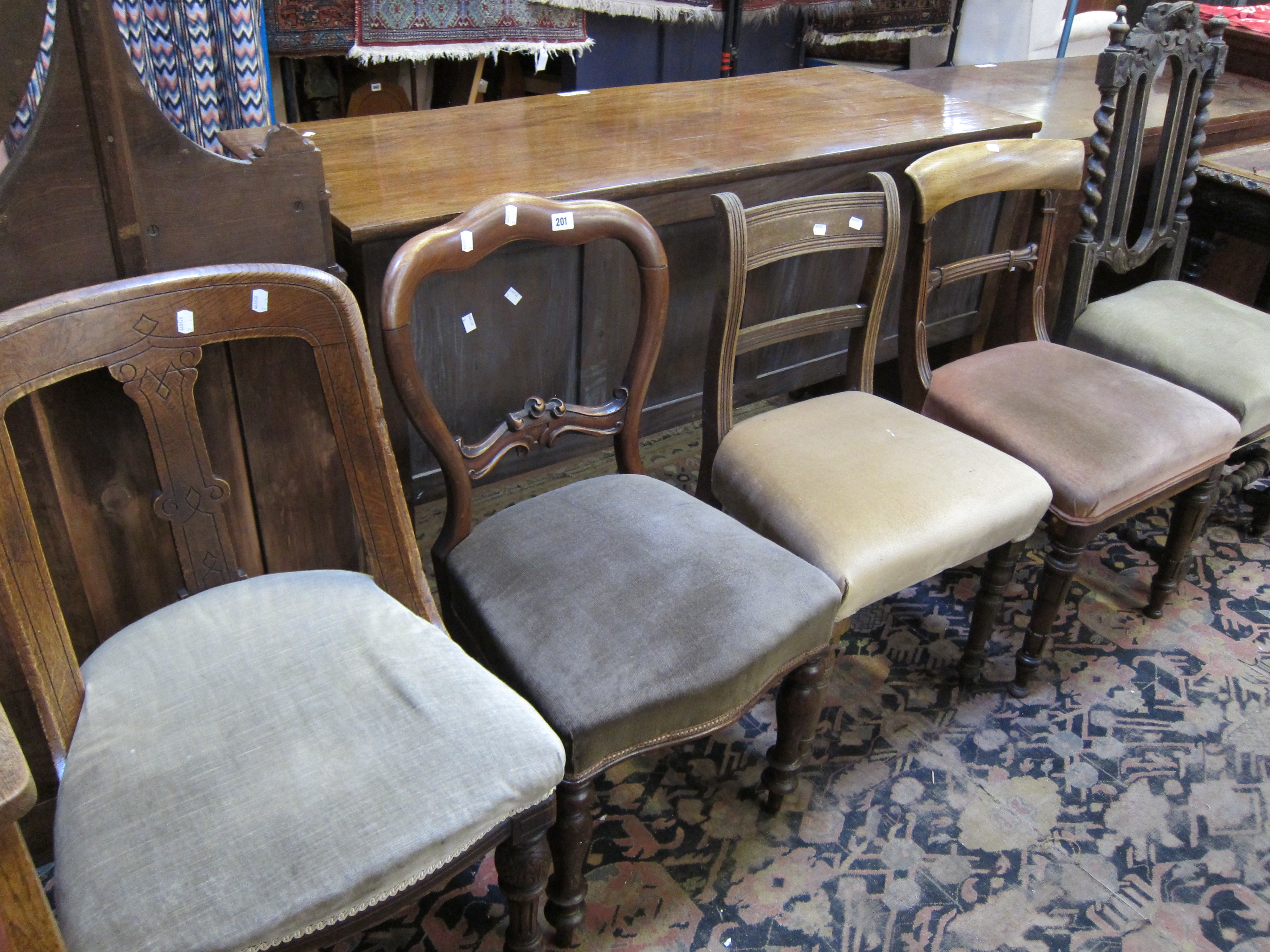 Six various chairs including Victorian and Edwardian examples. - Image 2 of 2