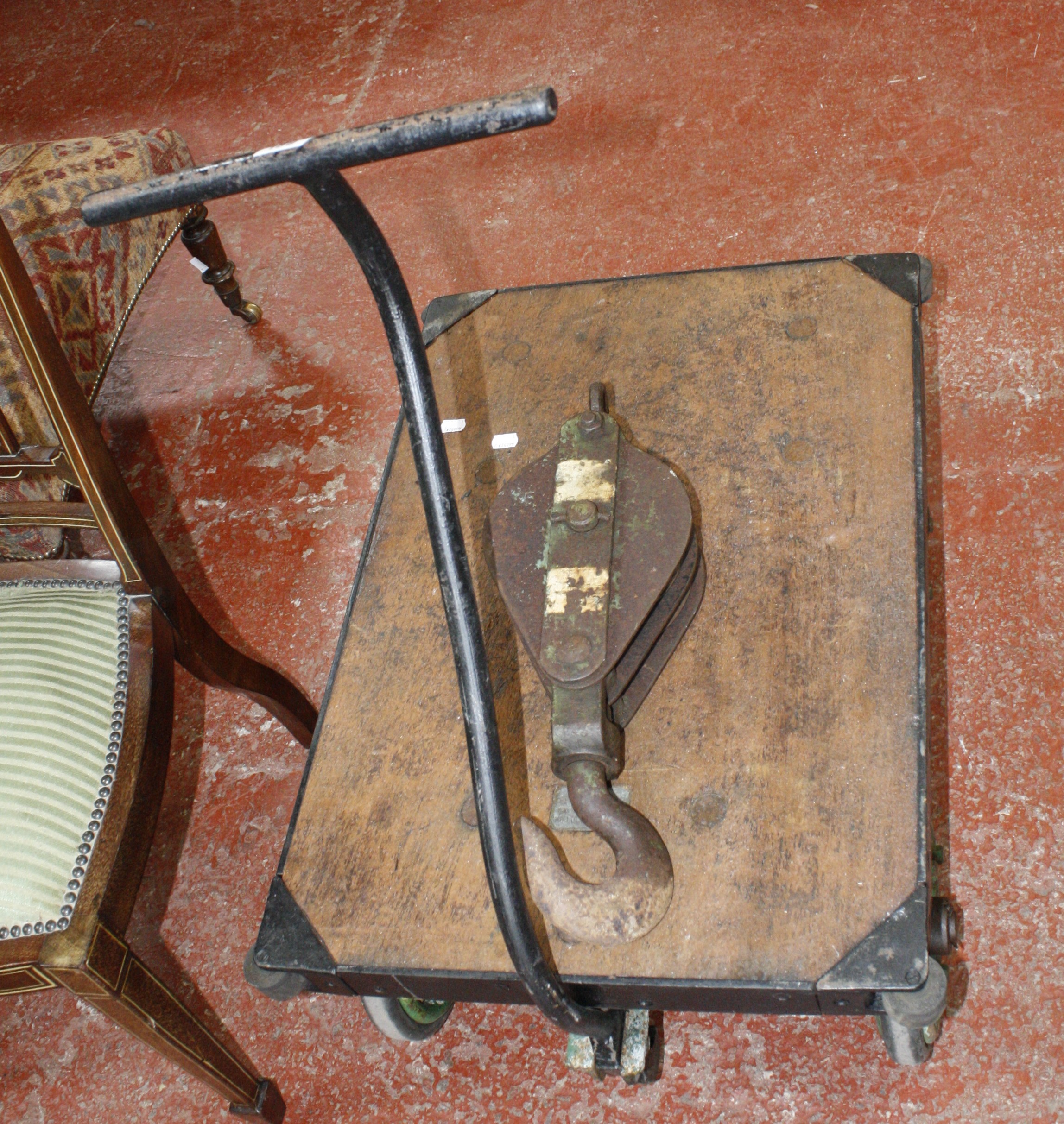 A Bank Bullion trolley and pulley