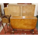 A Victorian walnut Sutherland table, a walnut cabinet and a planter.