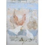Anne Donnelly (Irish, b. 1932) Cockerel and hens Oil on board Signed lower right 34cm x 24cm