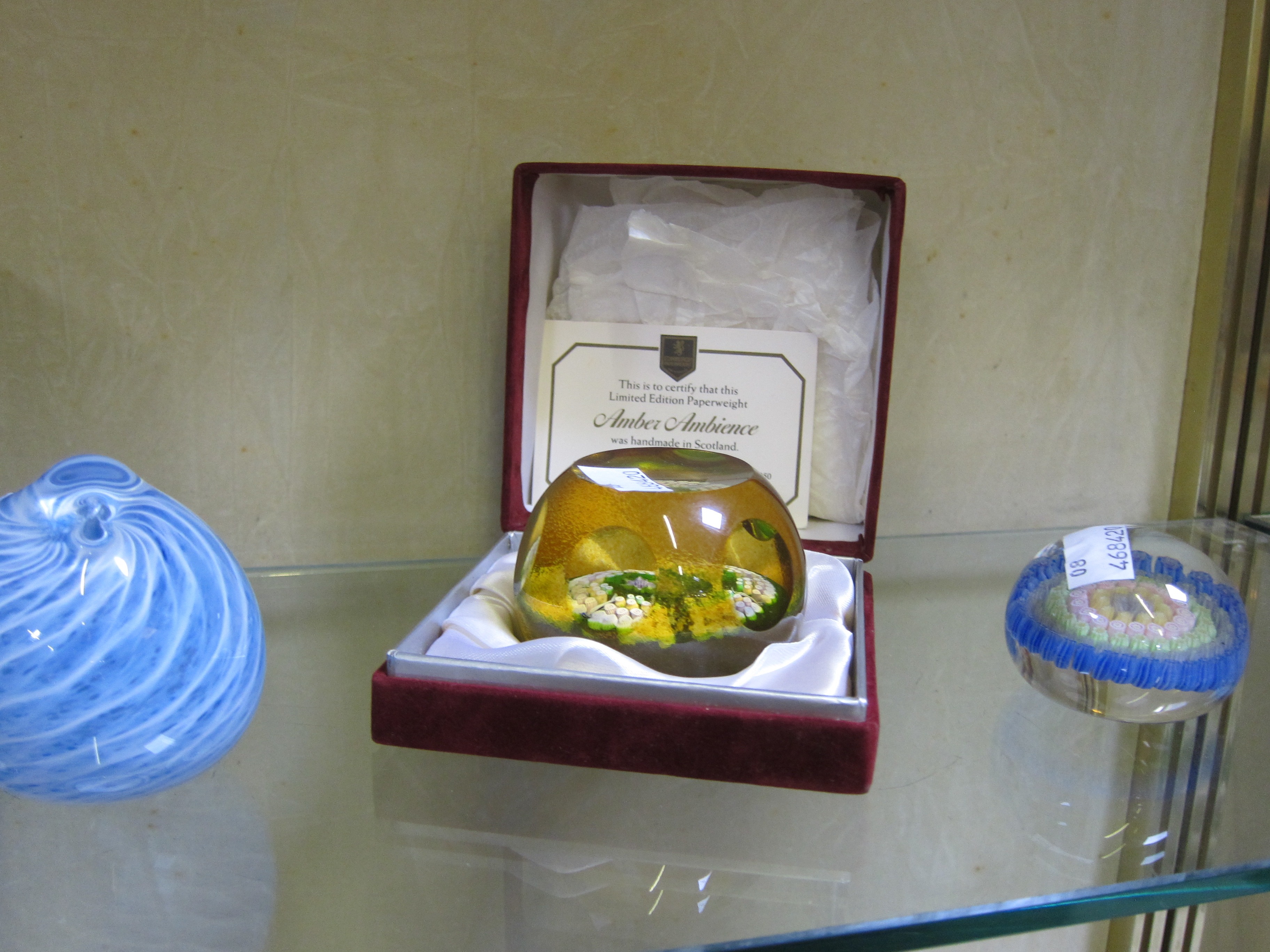 Two Edinburgh paperweights, a Langham paperweight, two other paperweights and a glass bird whistle - Image 2 of 3