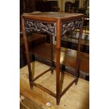 A 19th century Chinese hardwood side table. 66cm high x 33.5cm. Best Bid