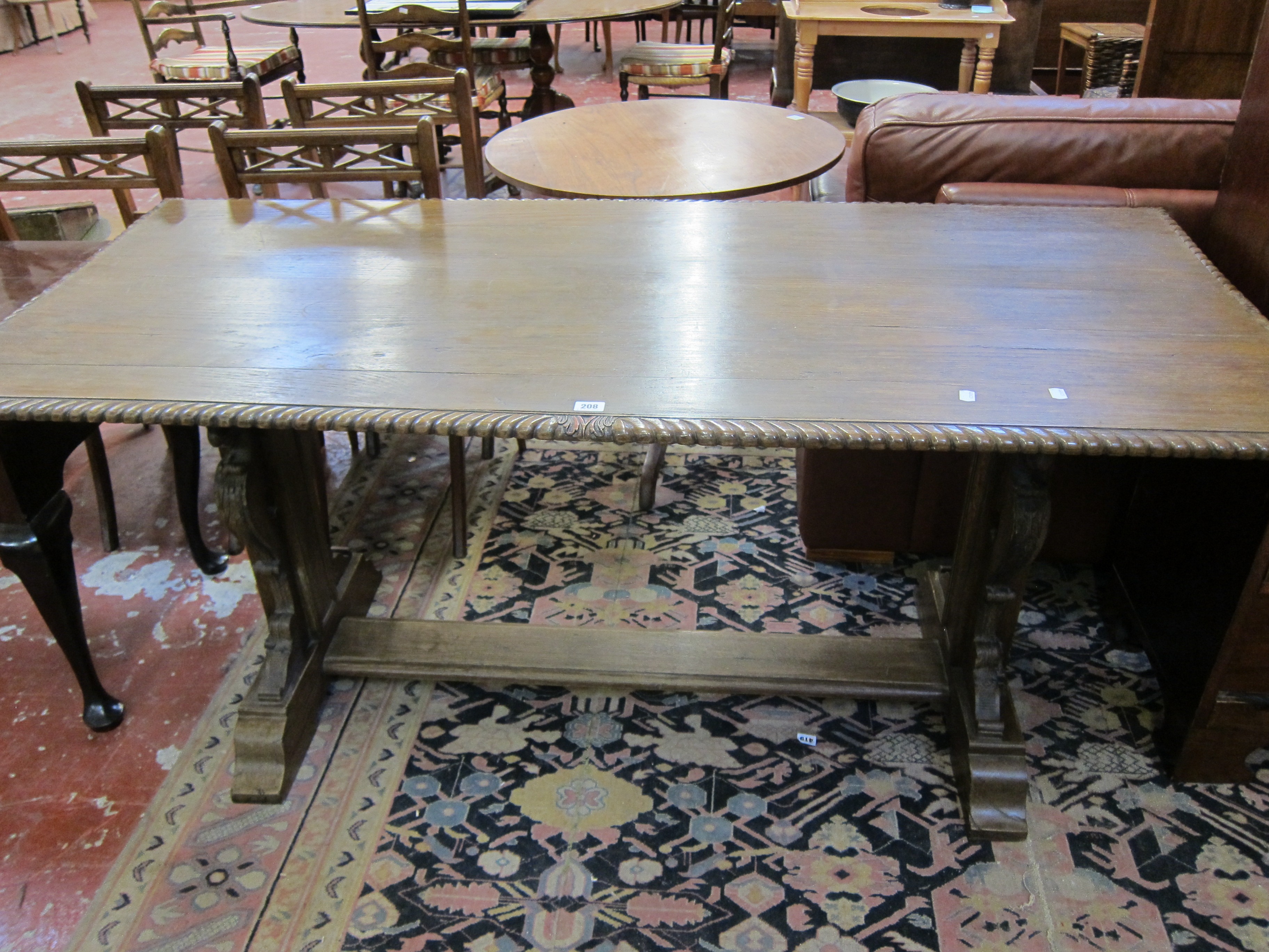 A Victorian oak refectory table.167cm x 75cm.