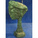 English School (20th Century) bronze study of a head, unsigned, 30cm high approx.
