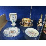 A matched pair of Royal Crown Derby bell shaped ornaments, no. 1128, a Royal Crown Derby teacup