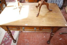 A Victorian mahogany table with a frieze drawer on turned legs and block feet 122cm wide Best Bid
