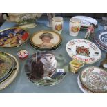 A quantity of collectors plates, a Mason's 'fruit basket' patterned tureen, commemorative ware,