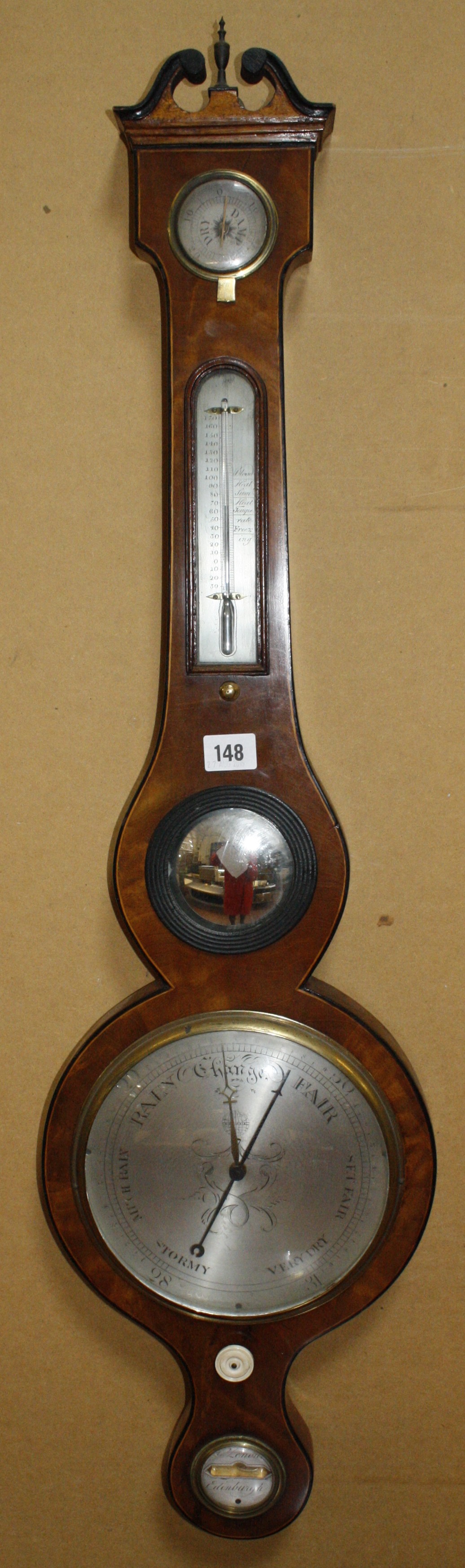 A 19th Century mahogany barometer, by J. Zenoni Edinburgh, 100cm