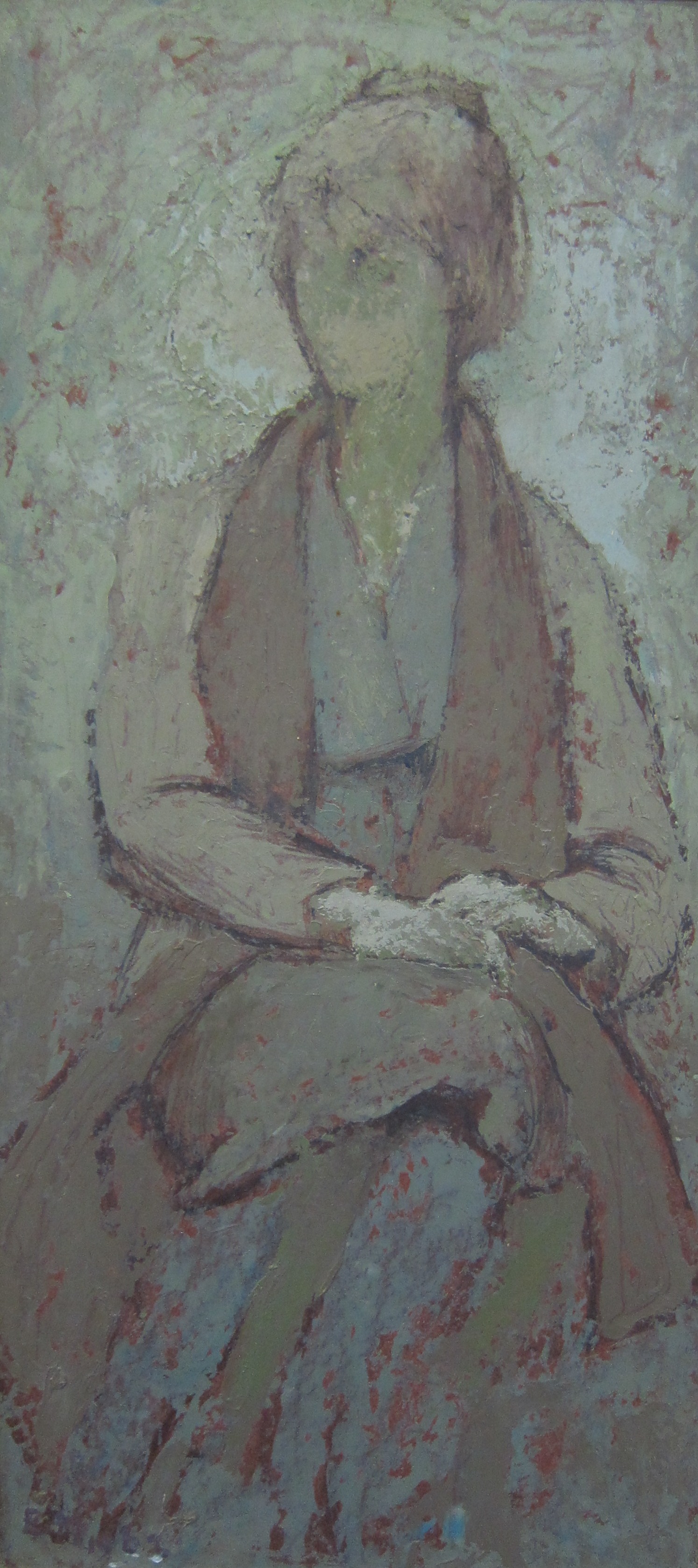 English School (20th Century) Portrait study of a seated lady Oil on board Unsigned 44cm x 21cm