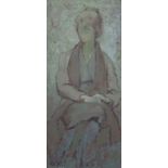 English School (20th Century) Portrait study of a seated lady Oil on board Unsigned 44cm x 21cm