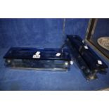 A pair of 20th Century blue glass wall lights, 31cm wide approx. (Sold as parts)