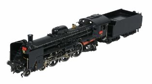 An Aster J.N.R. C57 4-6-2 tender locomotive No.1769, the copper live steam boiler with sight glass,