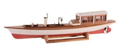 A quality model of a Windermere live steam Launch, with fitted passenger area having glazed sliding